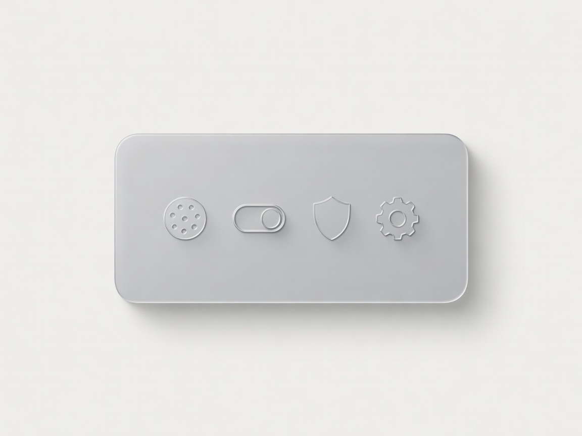 Soft-lit three-dimensional site settings panel on a plain background